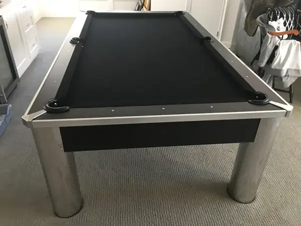 pool table refelting - slate table after reassembly and leveling
